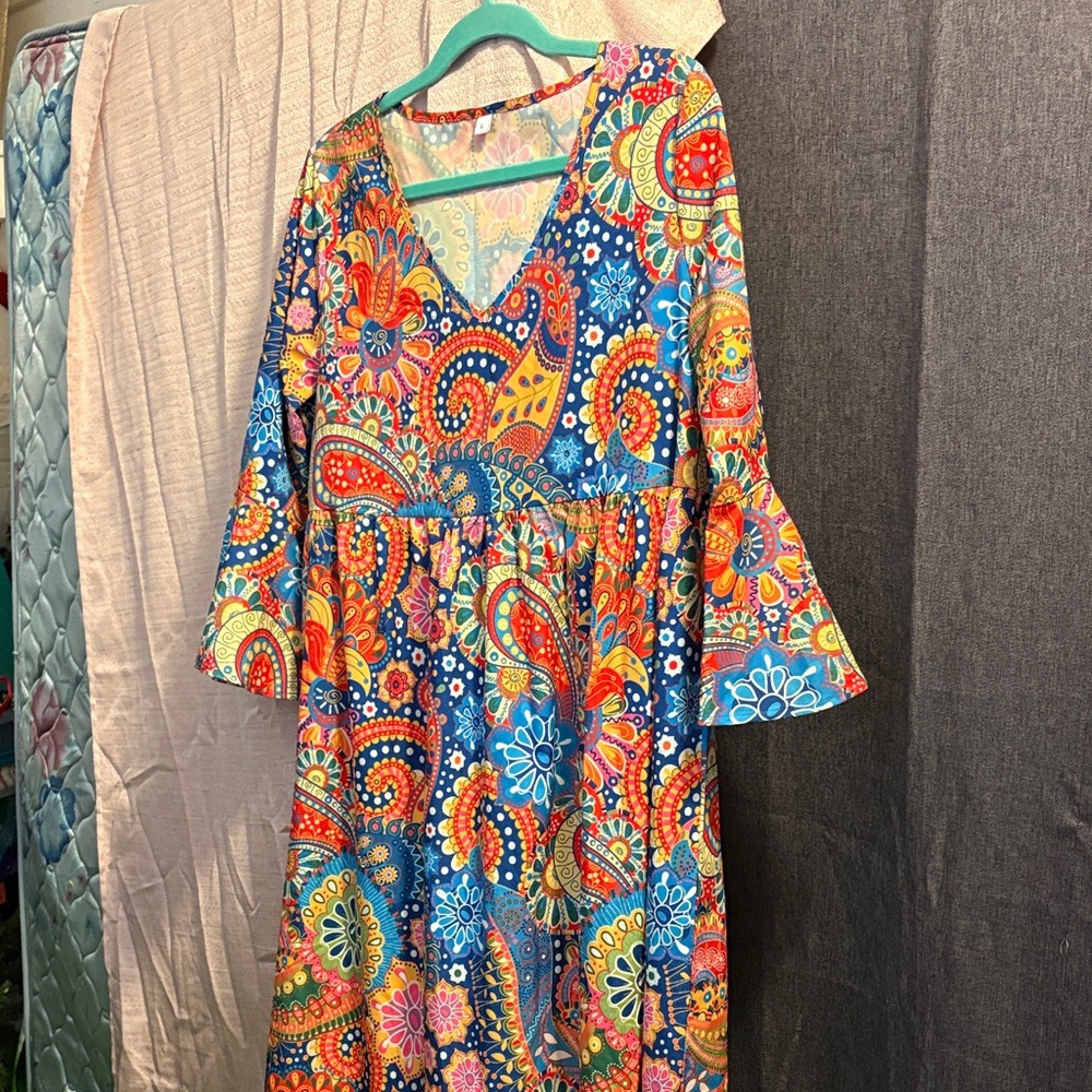 Colorful Paisley Print Women's Dress